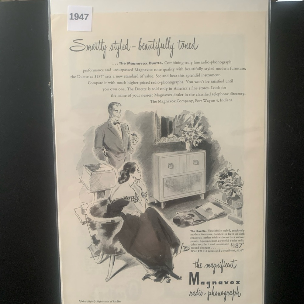 Vintage 1947 Magnavox Smartly Styled Beautifully Toned Ad Advertisement